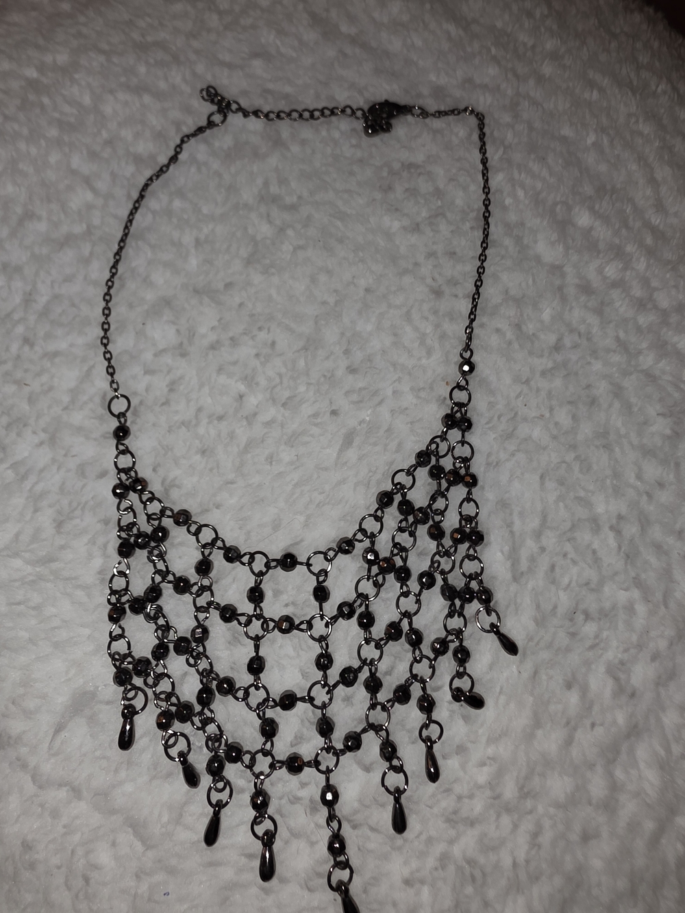 Dramatic Black Multi-Chain Fringe Necklace
